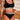BLACK SOLID COLOR SPORTY LETTER BRA AND PANTIES LINGERIE SET