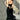 BLACK SPAGHETTI STRAP DRESS WITH BUTTERFLY BACK AND HOLLOW EMBROIDERY