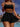 BLACK TWO PIECE SWIMSUIT SOLID COLOR HIGH STRETCH ELASTANE FABRIC