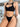 BLACK TWO-PIECE THONG SWIMSUIT SOLID COLOR DROP WAIST