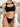 BLACK TWO-PIECE THONG SWIMSUIT SOLID COLOR DROP WAIST