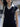 BLACK V-NECK TOP WITH CLASSIC POLO COLLAR AND LETTERING EMBROIDERY