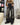 BLACK WIDE-LEG JEANS WITH KNEE STRAPS FOR GRUNGE AESTHETIC