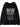 BLACK ZIP-UP HOODIE WITH GRAPHIC CASUAL LOOSE FIT DESIGN