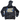 BLACK ZIP-UP HOODIE WITH GRAPHIC DESIGN AND EMBROIDERY DETAILS