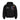 BLACK ZIP-UP HOODIE WITH PATCHES AND EMBROIDERED ZIP LONG SLEEVE DESIGN