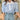 BLUE AND WHITE STRIPED BLOUSE WITH PUFF SLEEVE AND PETER PAN COLLAR