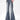 BLUE BUTTERFLY APPLIQUED BELL-BOTTOM JEANS HIGH WAIST FLARE