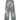 BLUE DENIM CARGO PANTS WITH PINK STAR BELT CASUAL MID WAIST TRENDY