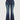 BLUE DENIM FLARE JEANS WITH CROSS EMBROIDERY HIGH STRETCH SOLID COLOR