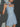 BLUE Y2K METALLIC HALTER DRESS WITH SPARKLE