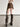 BROWN ASYMMETRICAL DRAPED SKIRT COTTON KNIT