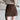 BROWN DENIM MINI SKIRT WITH BUCKLE STRAPS
