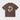 BROWN GRAPHIC PRINT UNISEX TEE SHIRT WITH MASKED HEAD DESIGN