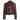 BURGUNDY VEGAN LEATHER MOTO JACKET WITH WIDE LAPELS