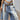 ACID-WASH DENIM CULOTTES WITH BROWN BELT AND BUTTON FLY