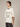 CREAM WHITE T-SHIRT WITH LAKE GRAPHIC AND OLIVE CONTRAST COLLAR - M - Sweetheart Supplies