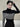 Half-and-Half High Neck Off-Shoulder T-Shirt
