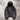 DARK GRAY HOODIE WITH FADED DESIGNS AND DETACHABLE HOOD