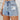 DISTRESSED DENIM SHORTS WITH RIPPED DETAILS AND RAW HEM