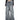 DISTRESSED GRAY DENIM CARGO PANTS WITH MID WAIST DESIGN ELEMENTS