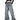 DISTRESSED GRAY DENIM CARGO PANTS WITH MID WAIST DESIGN ELEMENTS