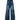 DISTRESSED WIDE-LEG DENIM JEANS MID WAIST LONG PANTS