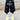EMBROIDERED DENIM BLACK SHORTS WITH CLOVER ACCENTS, LOOSE FIT DESIGN