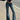 FLARED DENIM JEANS WITH BACK POCKET EMBROIDERY MEDIUM STRETCH SOLID COLOR