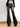 FLORAL FLARE LEG JEANS BLACK PRINT COTTON BLEND