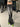 FLORAL FLARE LEG JEANS BLACK PRINT COTTON BLEND