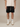 FRAYED-HEM BLACK DENIM SHORTS HANDMADE COTTON SUNFADED SPRAY BLACK