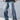 FRAYED STRIPE WIDE LEG DENIM PANTS RAW HEM JEANS