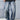 FRAYED STRIPE WIDE LEG DENIM PANTS RAW HEM JEANS