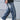 FRAYED STRIPE WIDE LEG DENIM PANTS RAW HEM JEANS