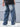 FRAYED STRIPE WIDE LEG DENIM PANTS RAW HEM JEANS