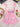 FRILLY DRESS PINK WHITE COLOR BLOCK PATTERN