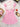 FRILLY DRESS PINK WHITE COLOR BLOCK PATTERN