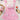 FRILLY DRESS PINK WHITE COLOR BLOCK PATTERN