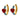 GOLD HOOP EARRINGS WITH RED HEART AND BLUE ENAMEL JEWELRY