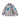 GRAY FAUX FUR JACKET WITH BLUE AND ORANGE PATCHES - FAST WORLDWIDE DELIVERY