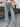 GRAY FLARED TROUSERS WITH ELEGANT BUTTERFLY EMBROIDERY
