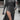 GRAY KNIT MOCK NECK DRESS WITH LONG SLEEVES AND THIGH-HIGH SLIT