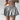 GRAY RUFFLE SHORTS COTTON DRAWSTRING SUMMER