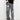GRAY STAR-PATTERNED JEANS MID WAIST STRAIGHT CASUAL PANTS