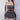 GRAY STRAPLESS DRESS WITH BLACK RIBBON AND WHITE LACE TRIM