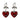 HEART BOW EARRINGS WITH RED STONE HEART, PAIR OF ELEGANT JEWELRY