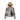 GRAY HOODED TERRY CLOTH PULLOVER WITH FUR TRIM AND GRAPHIC PRINTS