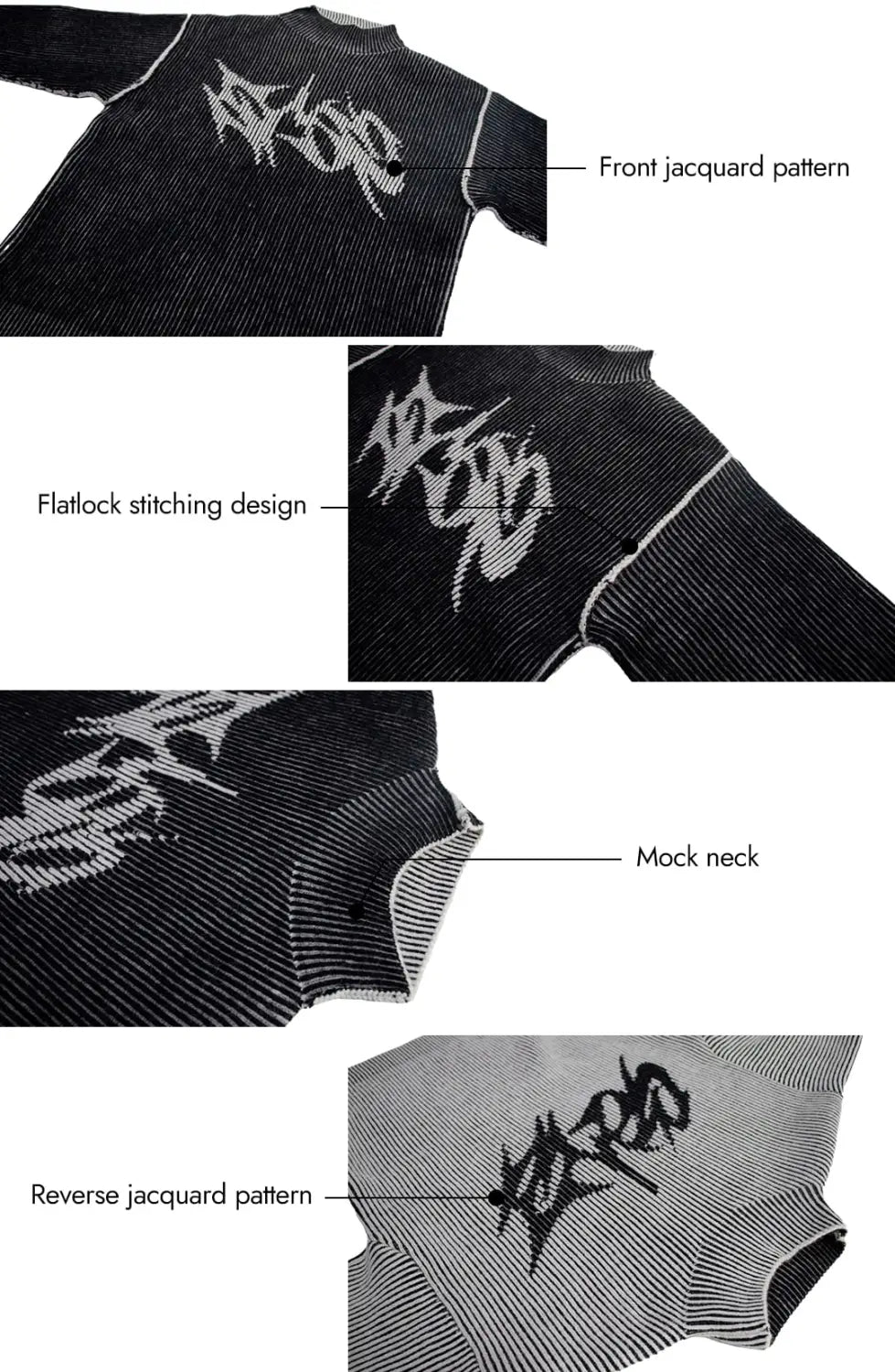 Thesupermade – Wendbarer Jacquard-Pullover mit Buchstabengrafik