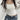 LACE TRIM SLIM FIT LONG-SLEEVED TIE-FRONT TOP